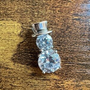 Sterling Silver Cubic‎ Zirconia Snowman Pendant